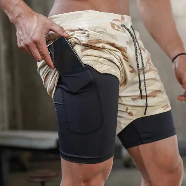 2 In 1 Quick Dry Workout Training Men Shorts