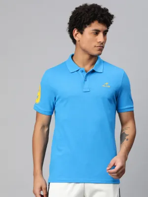 Alcis Men Typography Printed Polo Collar Dry Tech Slim Fit T-shirt