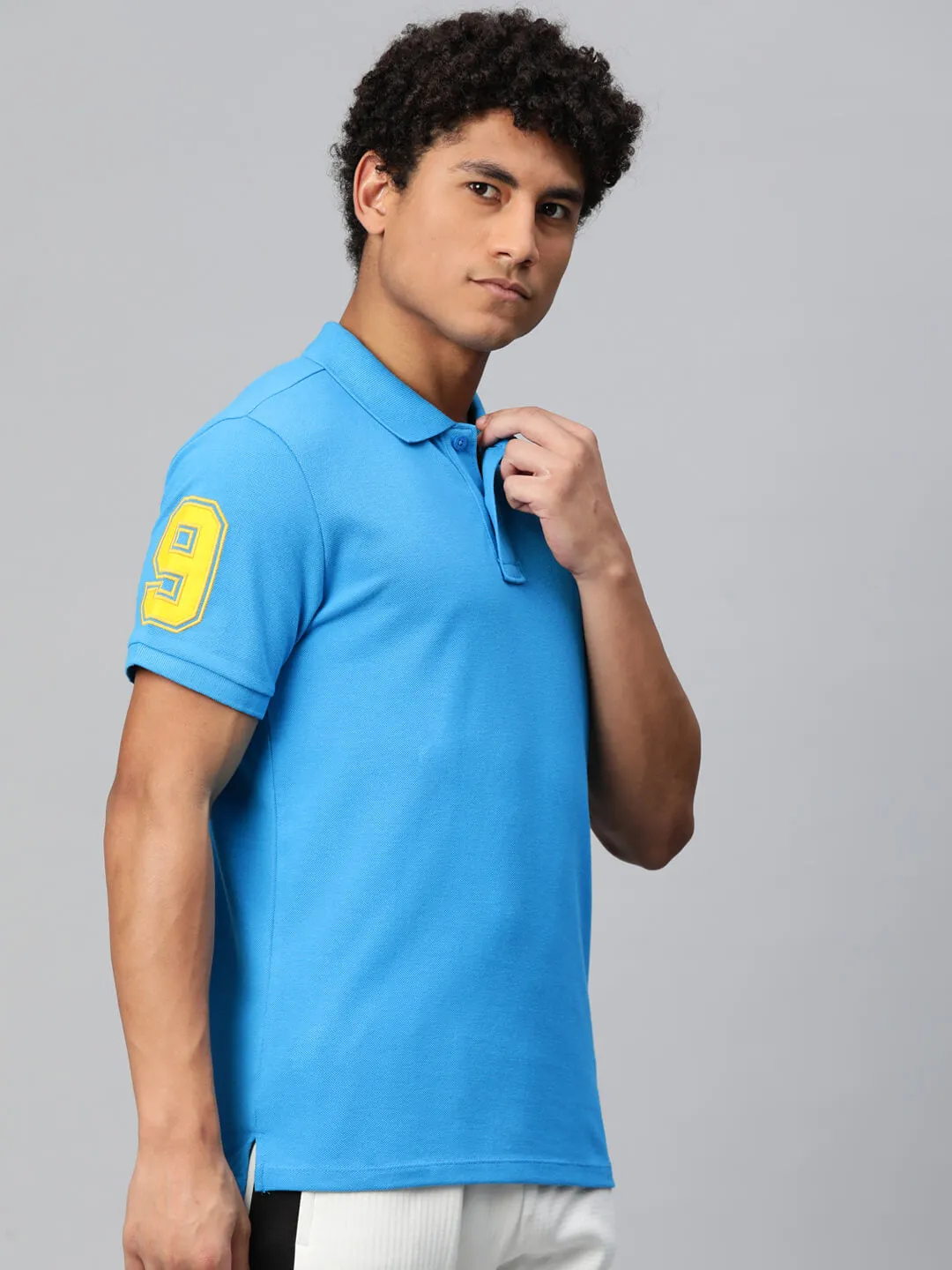 Alcis Men Typography Printed Polo Collar Dry Tech Slim Fit T-shirt