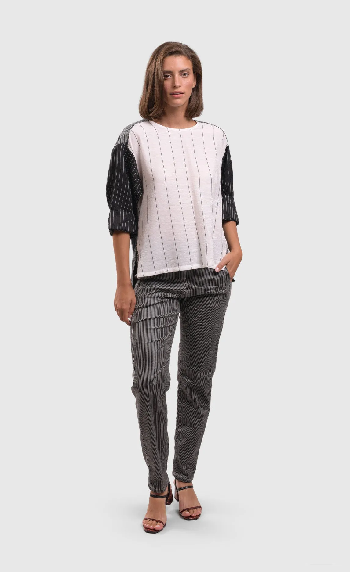 Alembika Black Pinstripe Iconic Stretch Jeans