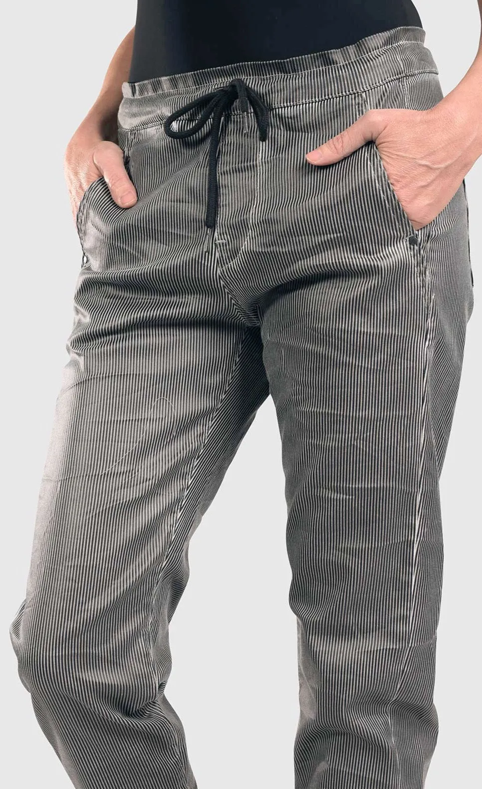 Alembika Black Pinstripe Iconic Stretch Jeans