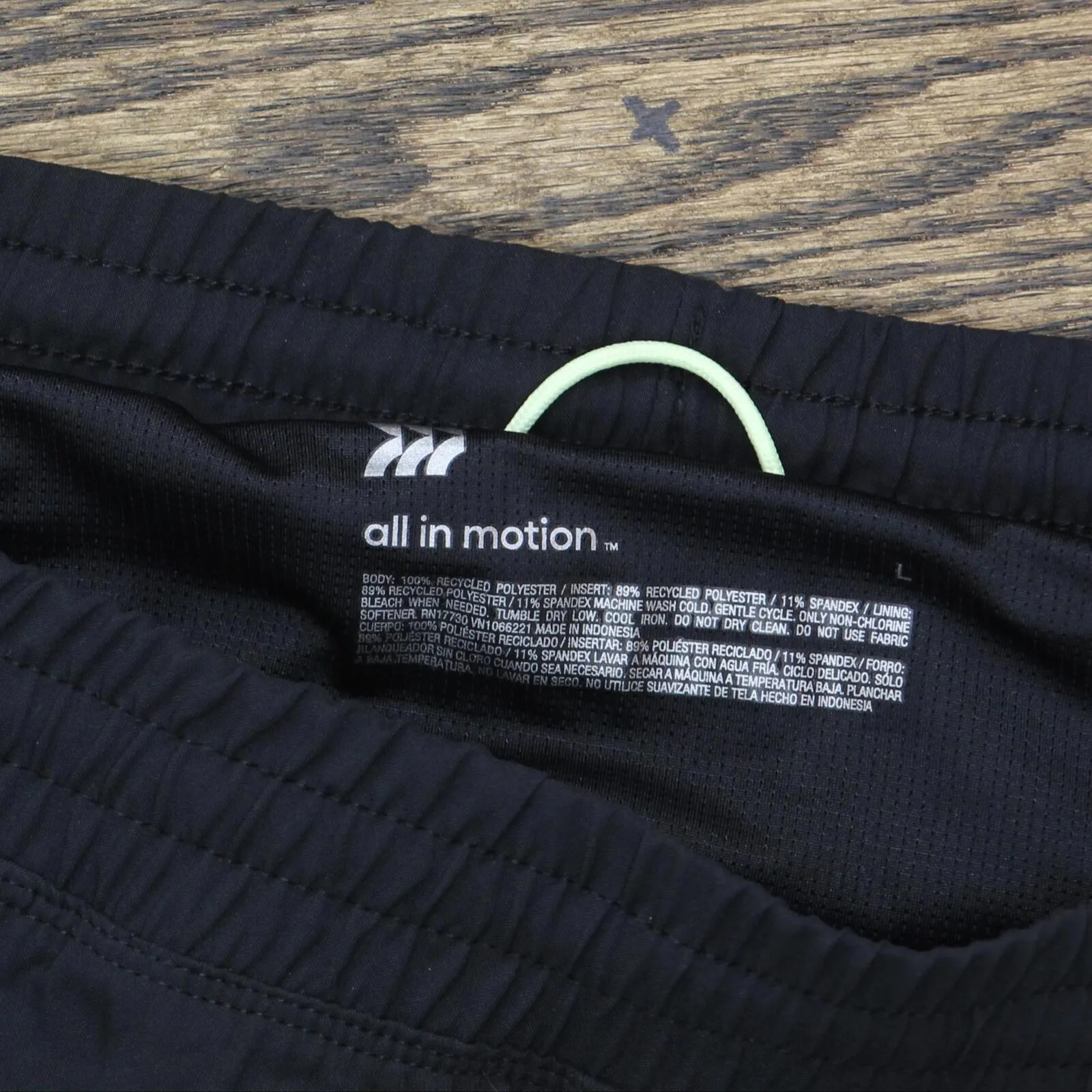 All In Motion Men's Lined Run Shorts 9" 5WP4X Black L