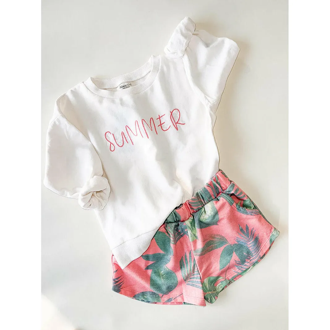 Amal-Palm shorts | Coral