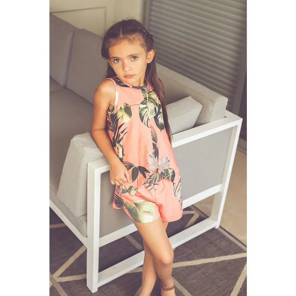 Amal-Palm shorts | Coral