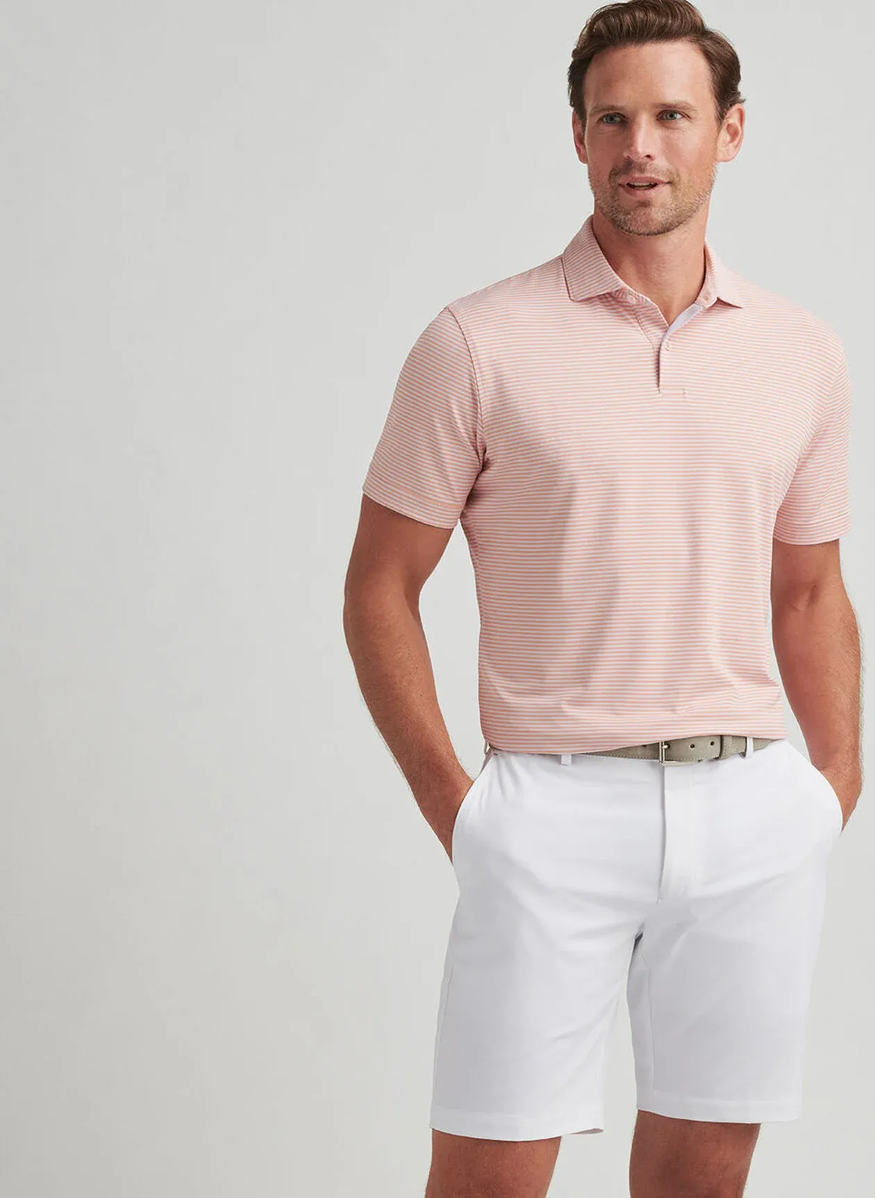 AMBROSE PERFORMANCE JERSEY POLO - PARADISE ORANGE
