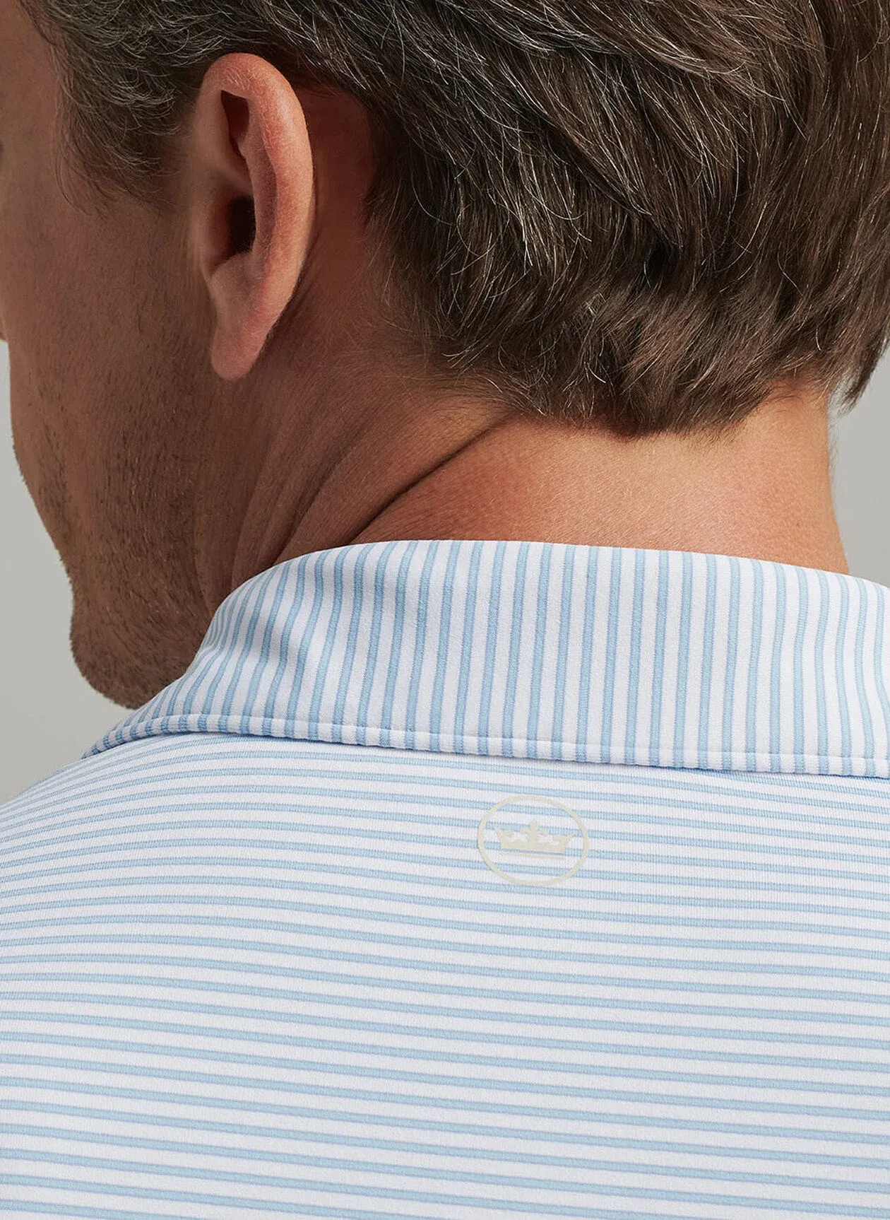 AMBROSE PERFORMANCE JERSEY POLO - WHITE/BLUE FROST