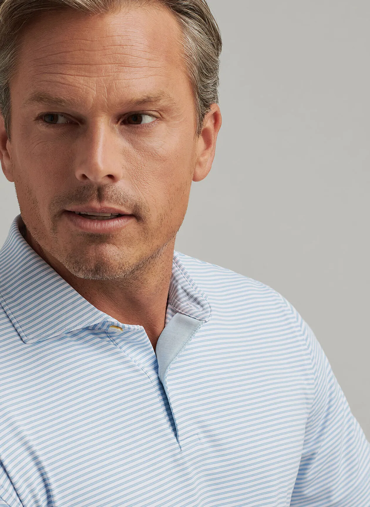 AMBROSE PERFORMANCE JERSEY POLO - WHITE/BLUE FROST