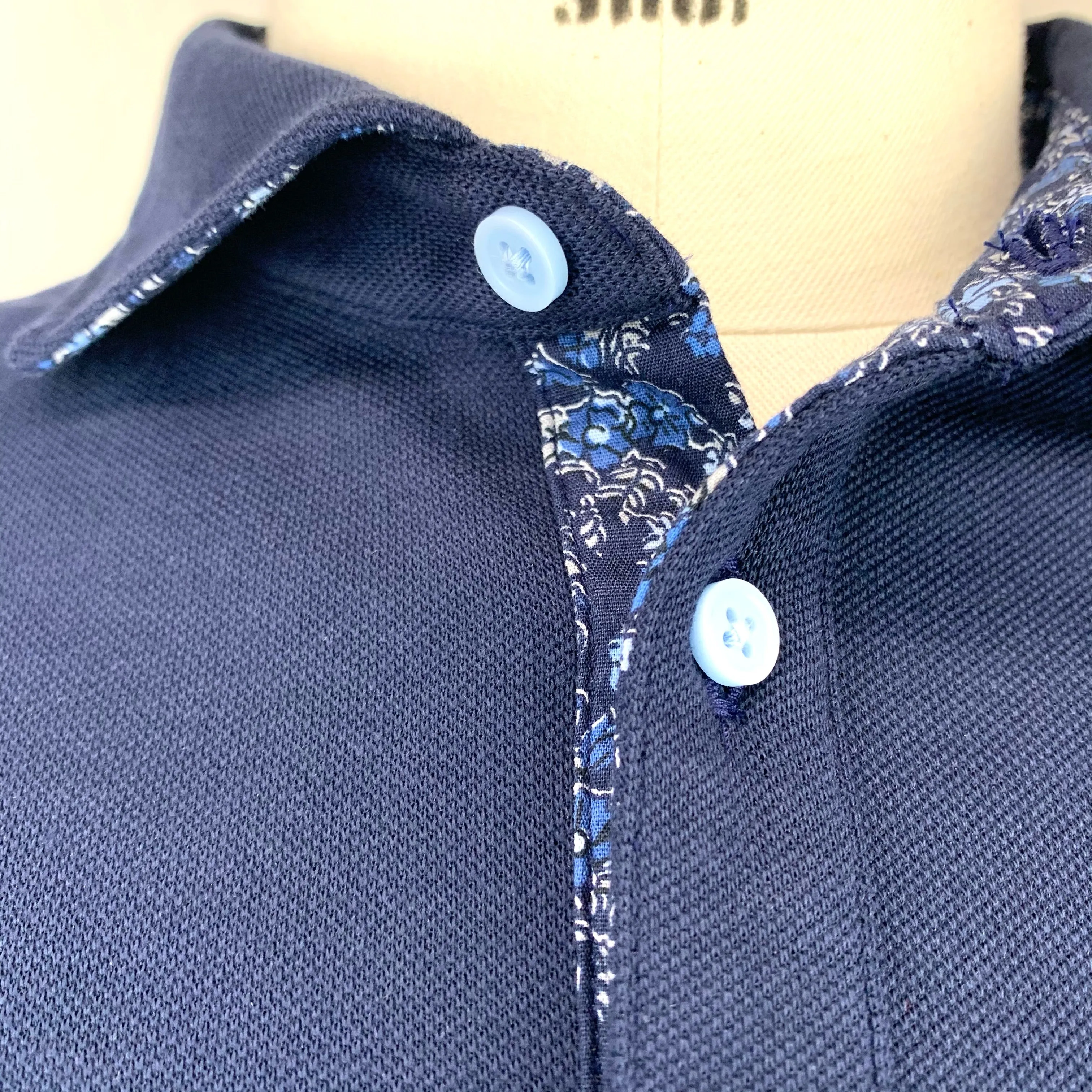 Ascot Shop Polo - Navy with Floral Trim