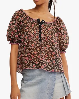Astra Peasant Top in Black Combo