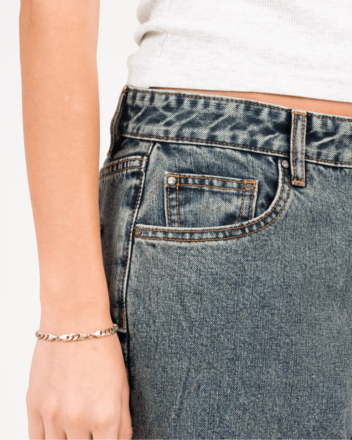 Baggy Denim Jeans Mid Blue Vintage Wash
