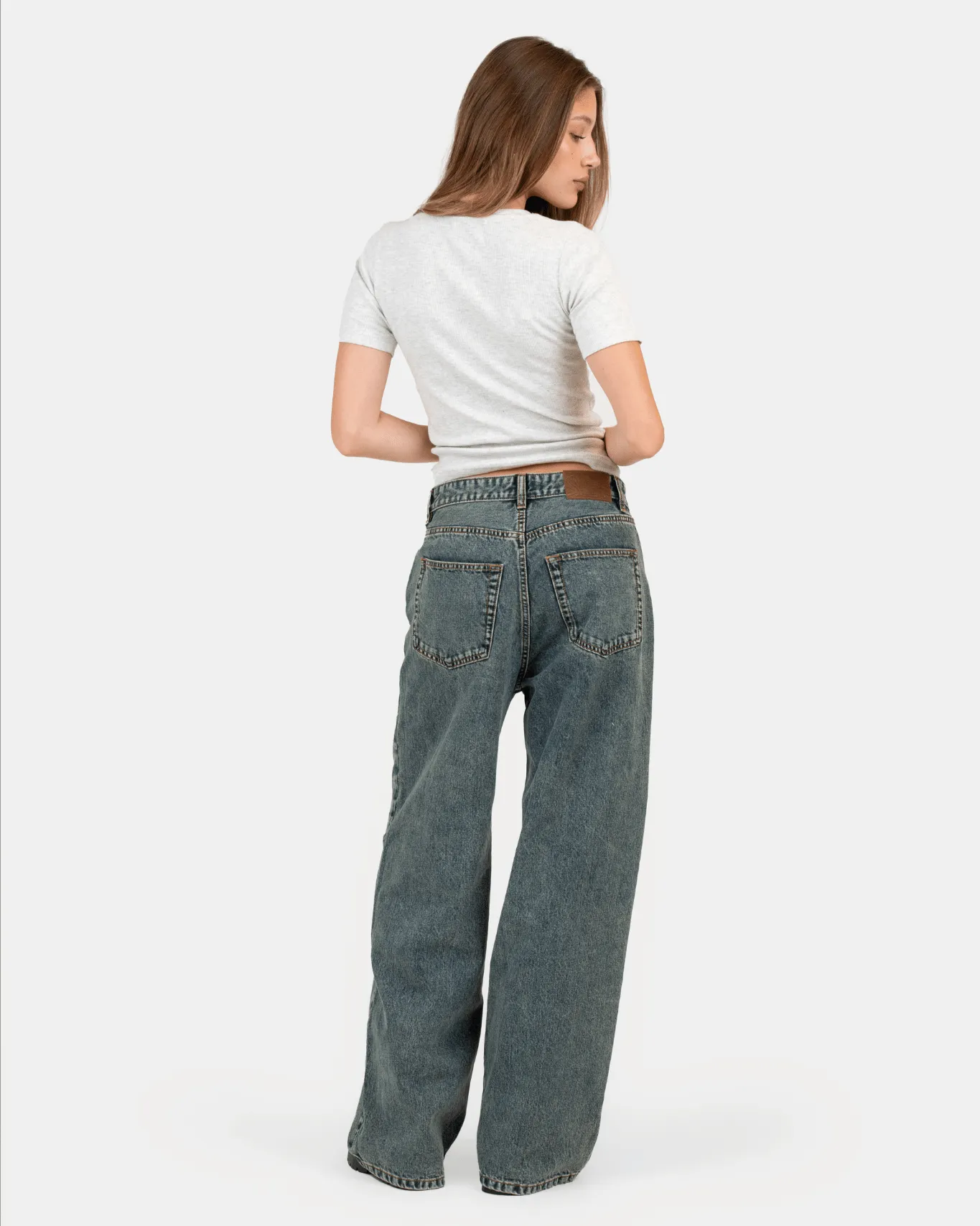 Baggy Denim Jeans Mid Blue Vintage Wash