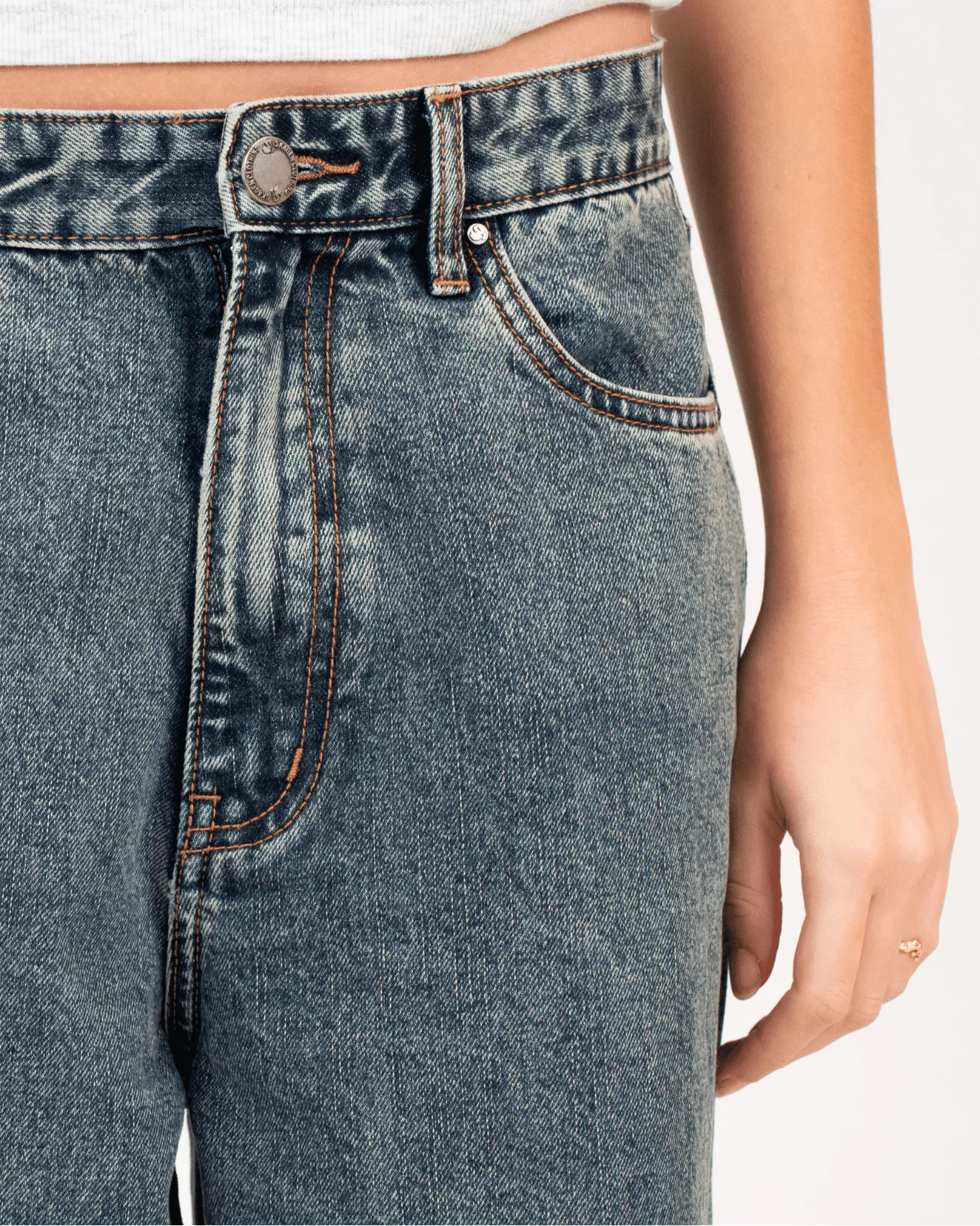 Baggy Denim Jeans Mid Blue Vintage Wash