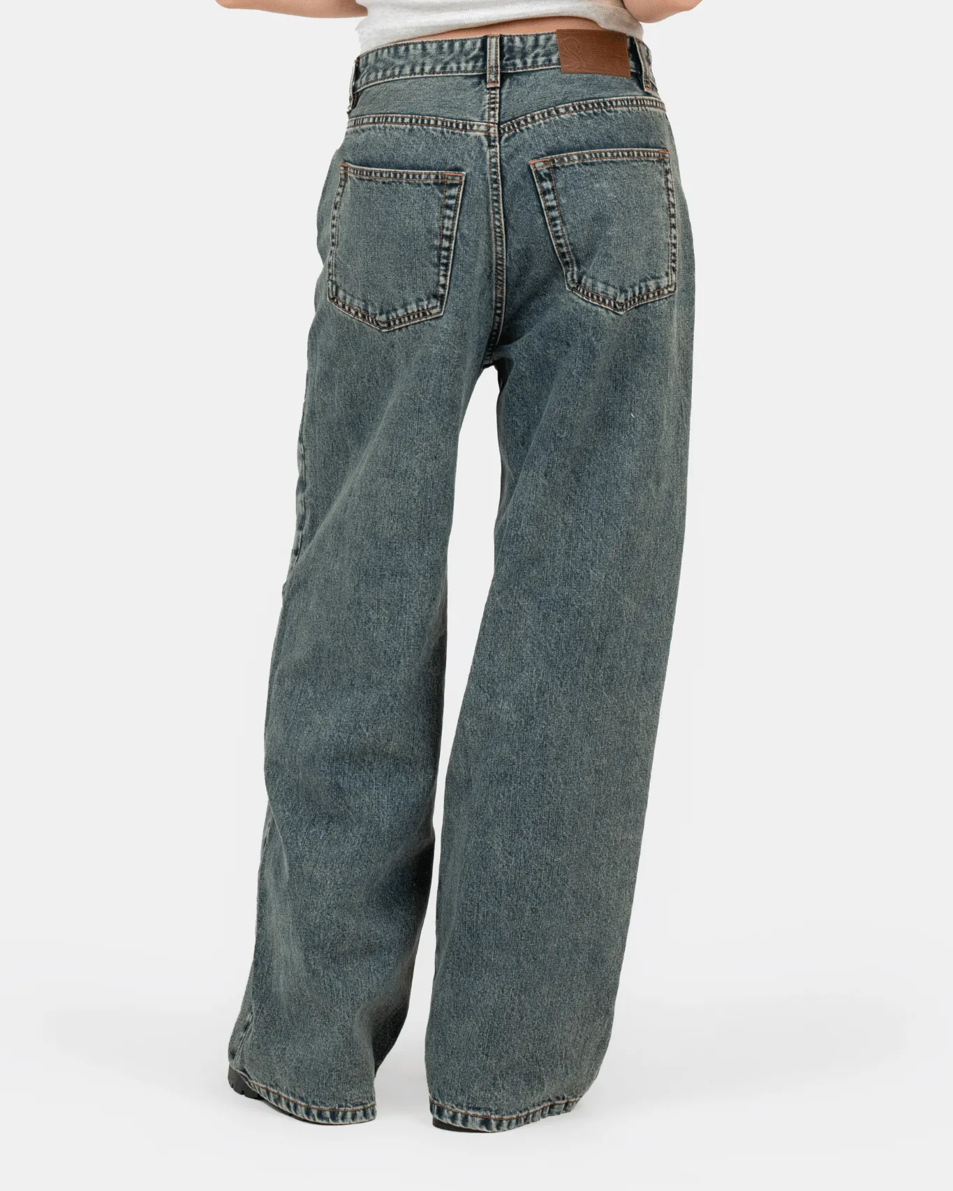Baggy Denim Jeans Mid Blue Vintage Wash