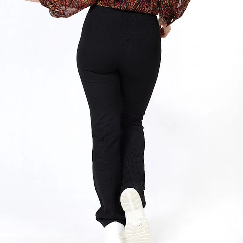 Black Mini Rib Structured Trousers