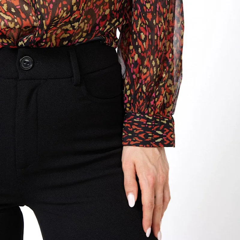 Black Mini Rib Structured Trousers
