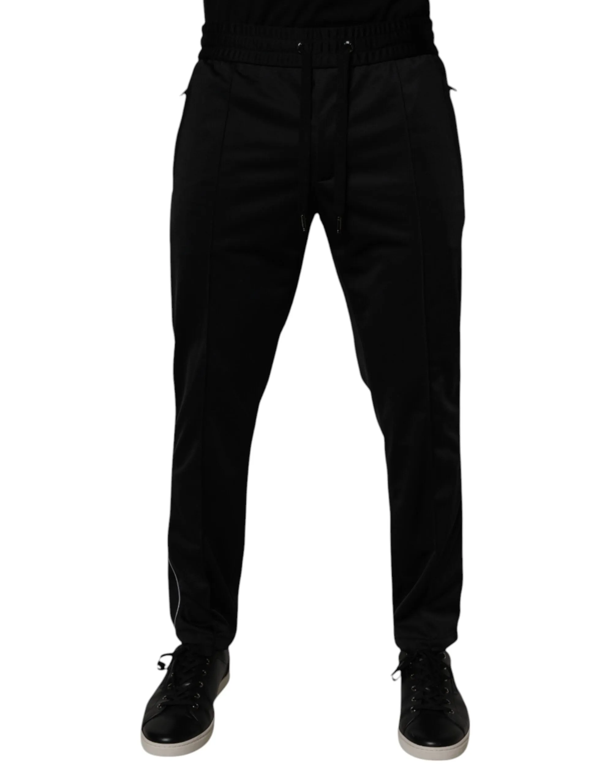 Black Polyester Men Jogger Sweatpants Pants