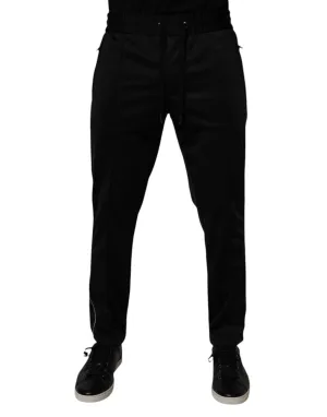 Black Polyester Men Jogger Sweatpants Pants