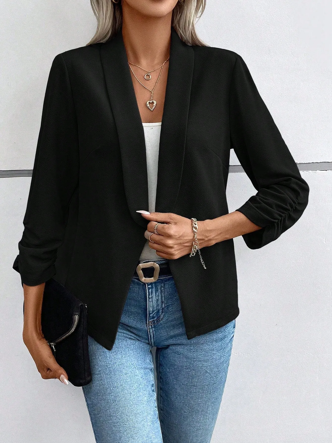 Blazer Esmoquin de Mujer con Manga Fruncida  CR