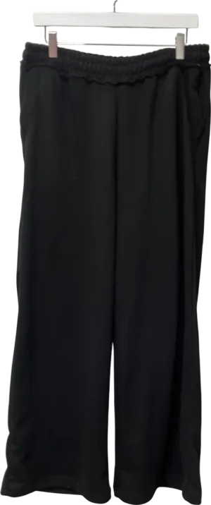boohooMan Black Extreme Wide Leg Raw Edge Loopback Jogger UK M
