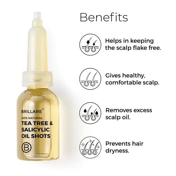 Brillare 100 % natural tea tree & salicylic oil shorts ( for itchy ,flaky,dandruff prone scalp 8 vials *6ml each )-48ml