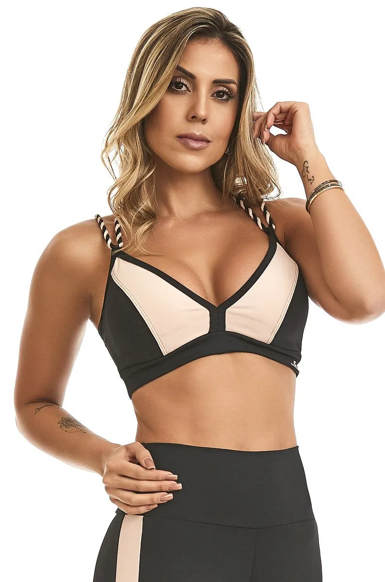 CAJUBRASIL TOP NZ BICOLOR - BLACK