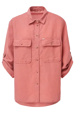 Camisa rosa de tencel con bolsillos