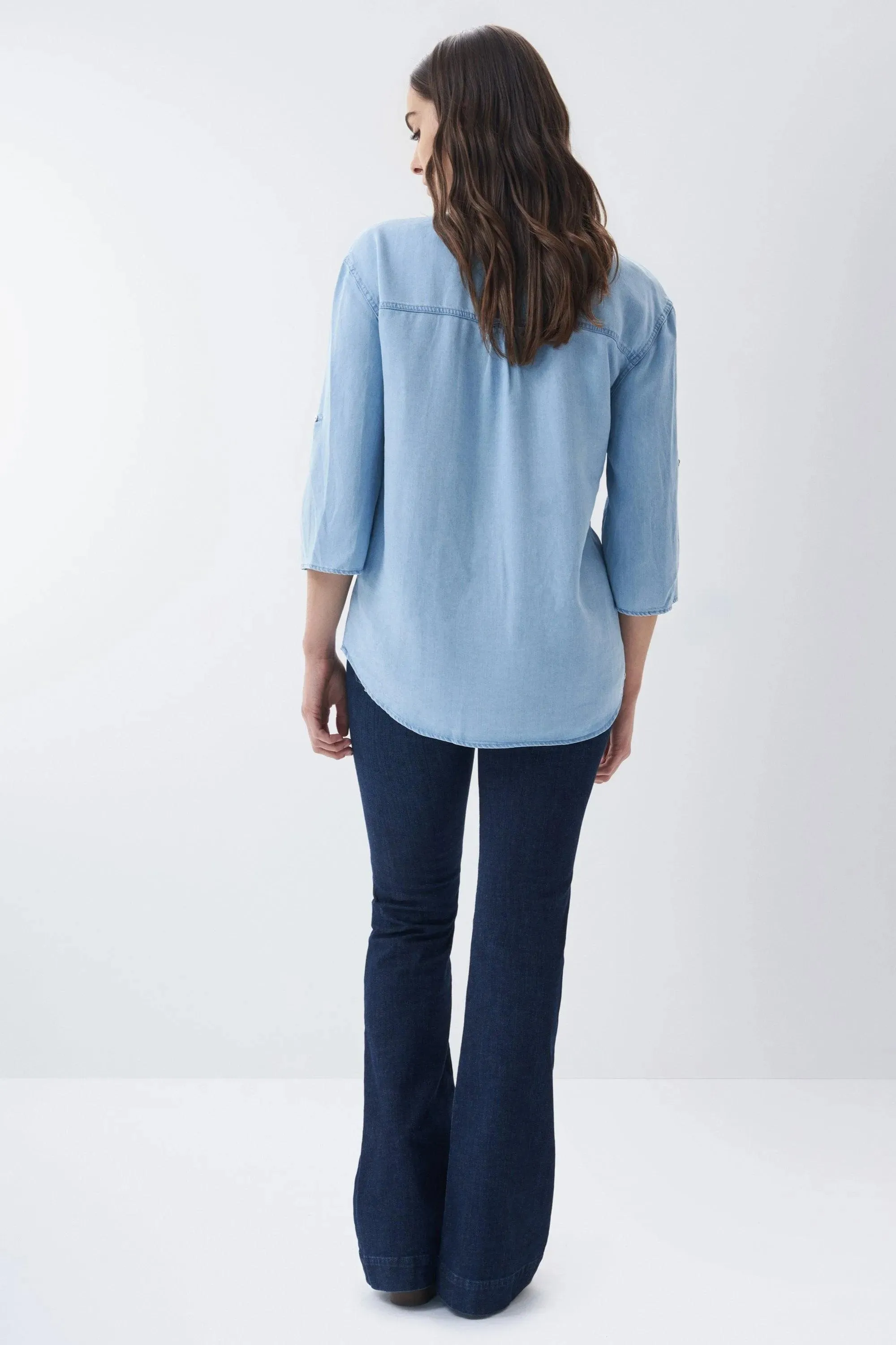 Camisa vaqueta de tencel con bolsillos