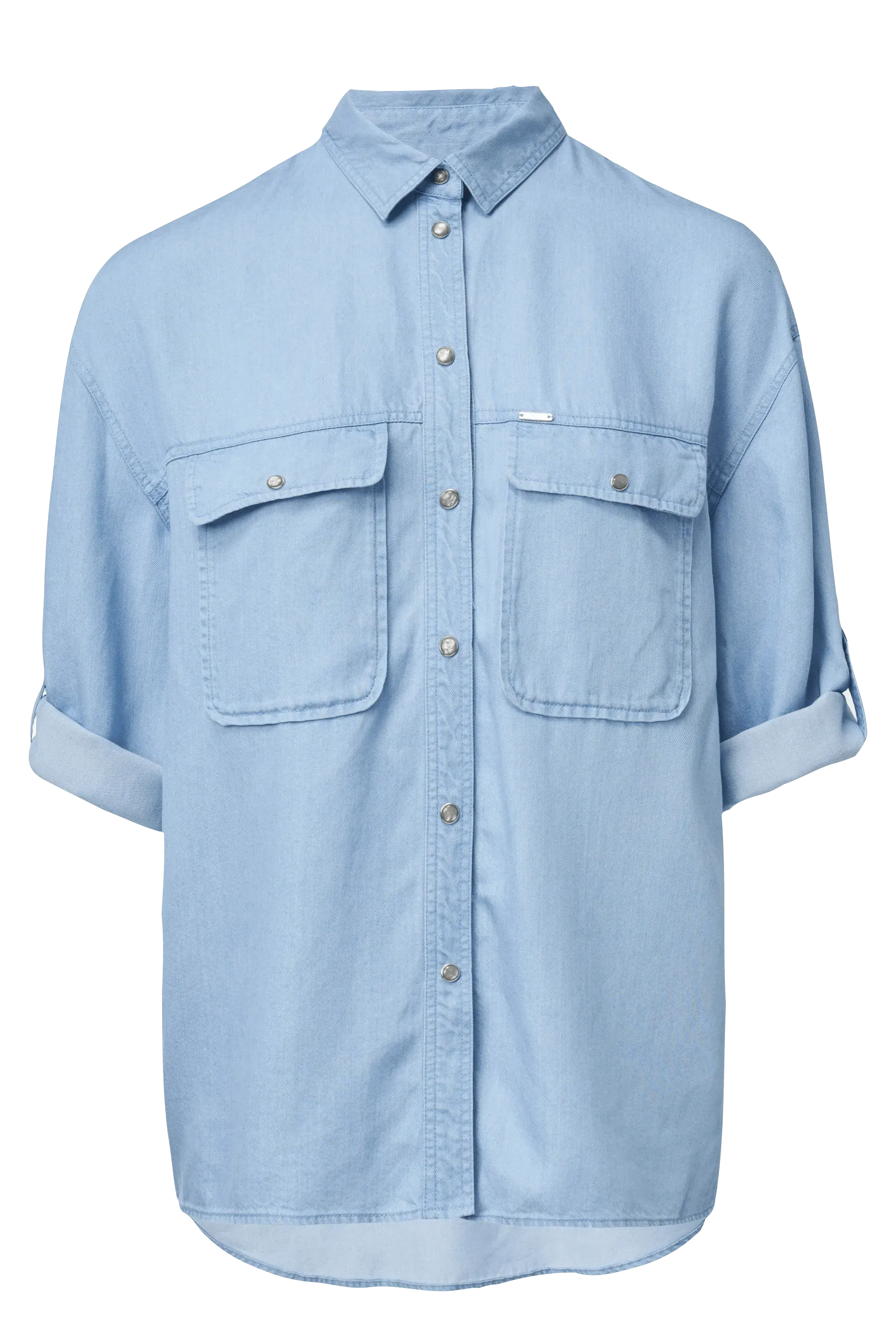 Camisa vaqueta de tencel con bolsillos
