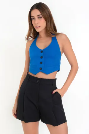 Chaleco corto cuello halter con escote espalda
