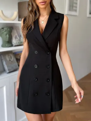 Cherry Vibes: Vestido blazer sin manga con botones en