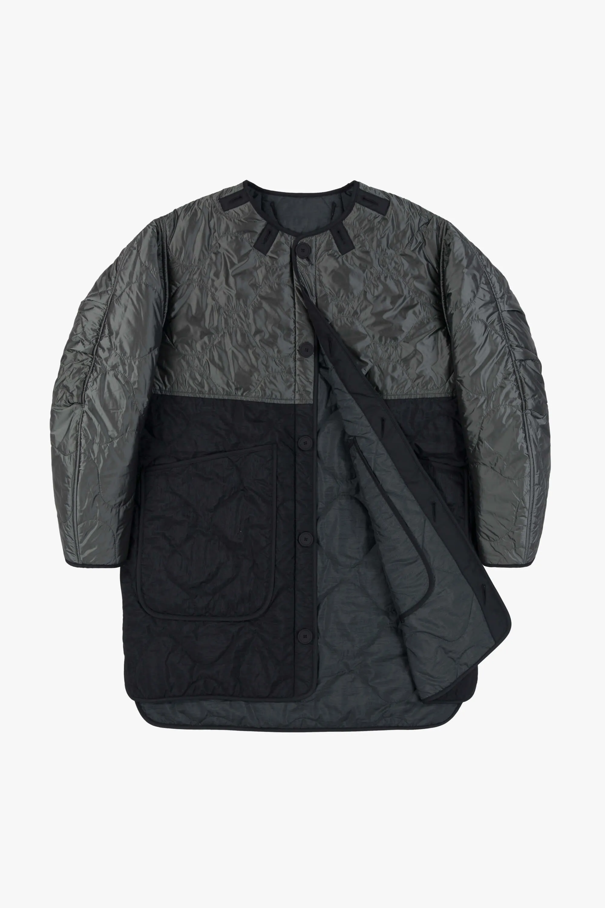 Colourblock Quilt Jacket - Anthracite / Slate