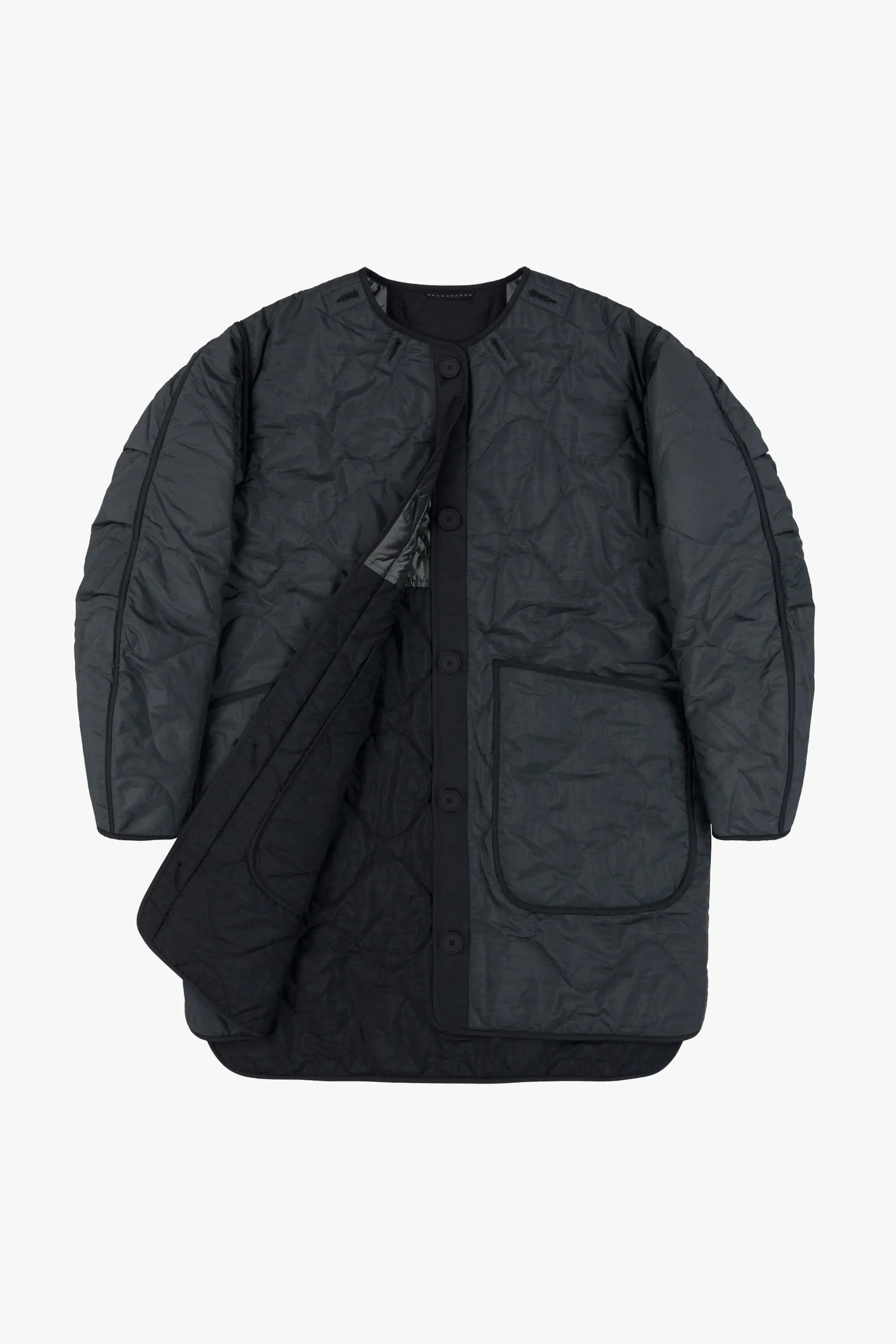 Colourblock Quilt Jacket - Anthracite / Slate