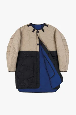 Colourblock Quilt Jacket - Stone / Cobalt
