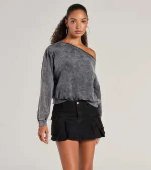 Comfy Vibes Only Washed Knit Pullover Top