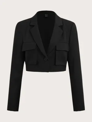Conjunto De Verano Blazer Cropped Con Solapa