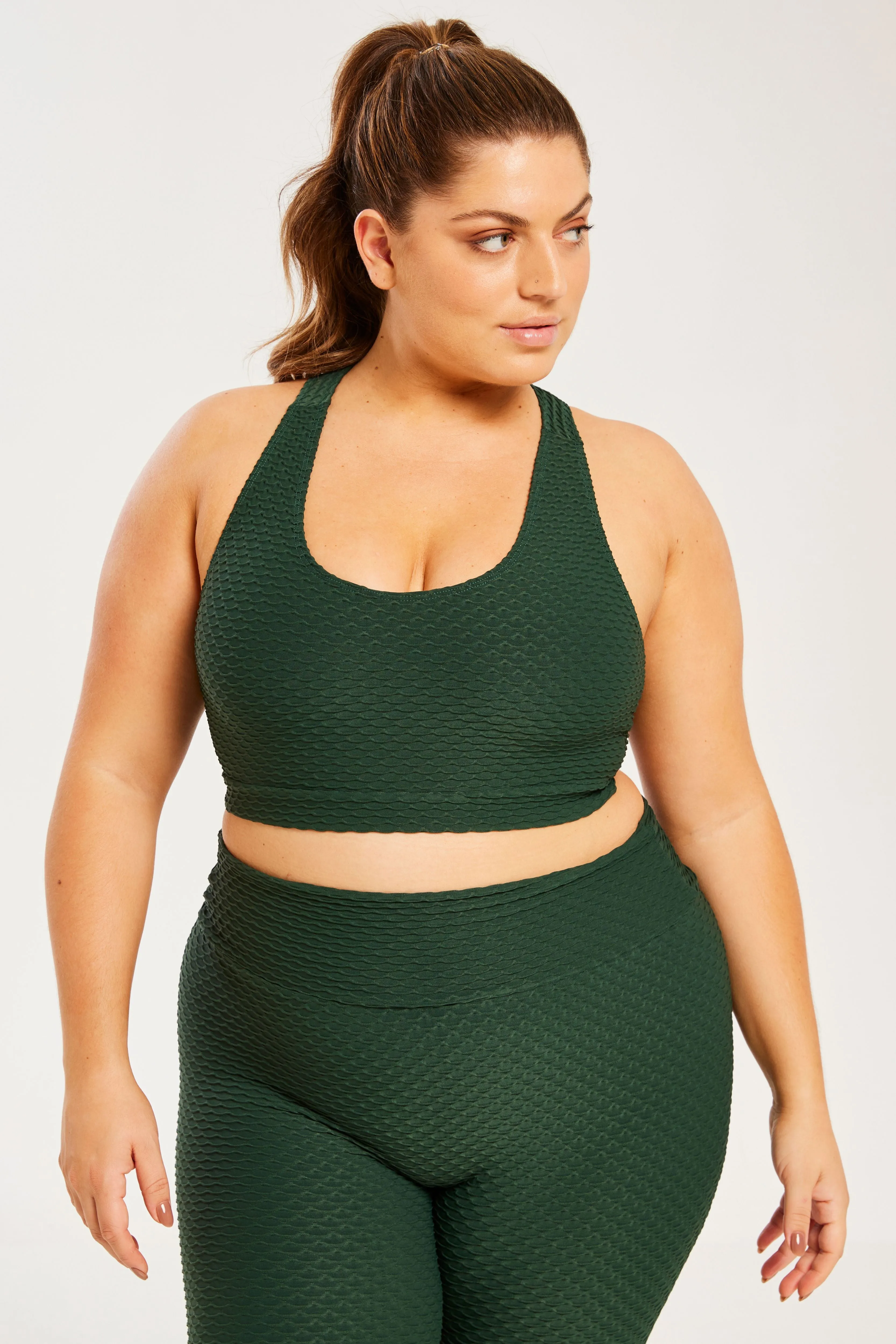 Croco Skin Scoop Top Forest Green
