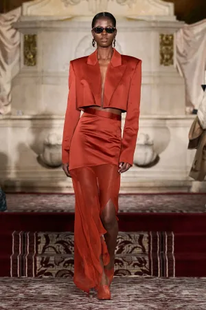 Cropped Blazer in Lava