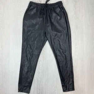 Decjuba D-Luxe Womens Black Faux Leather Jogger Pants Size Small
