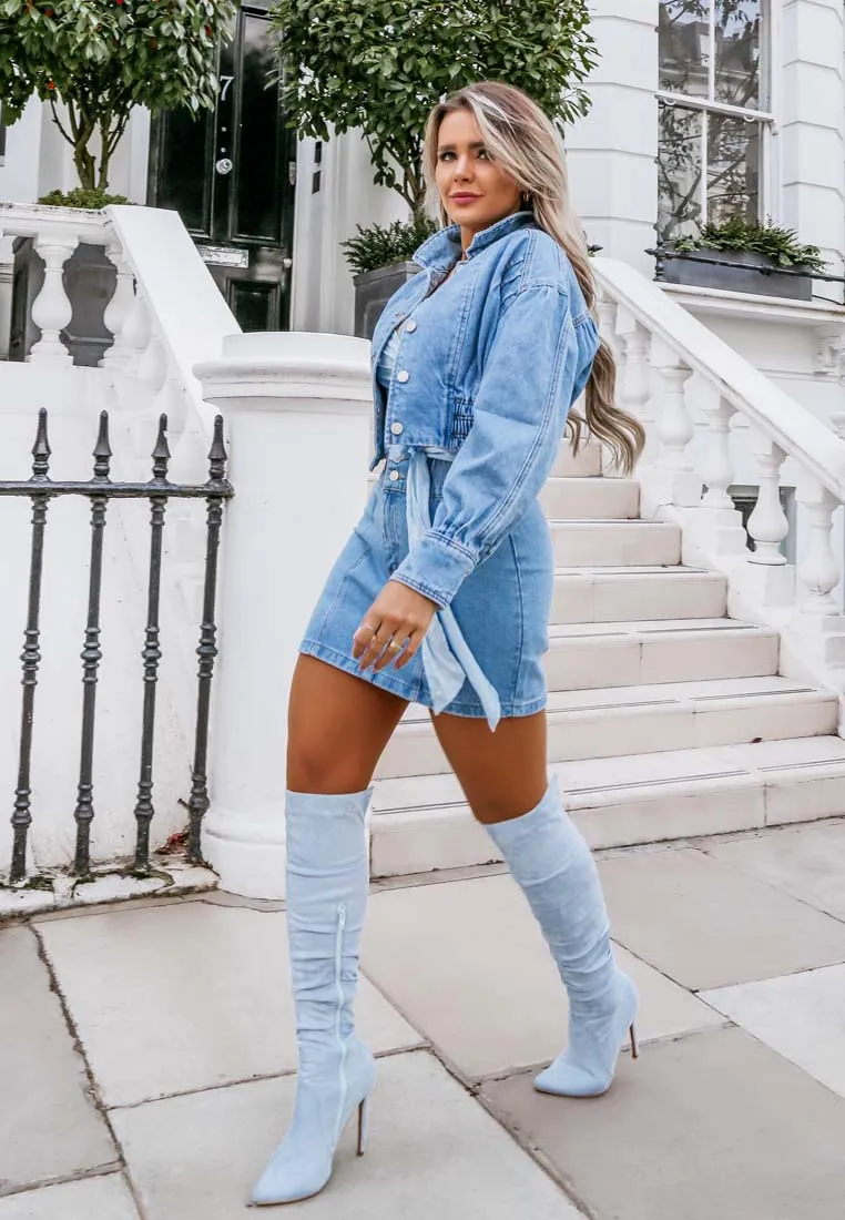 denim jacket and skirt co-ord set