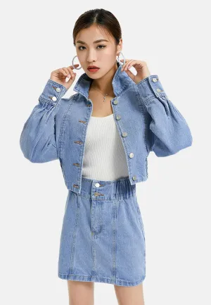denim jacket and skirt co-ord set