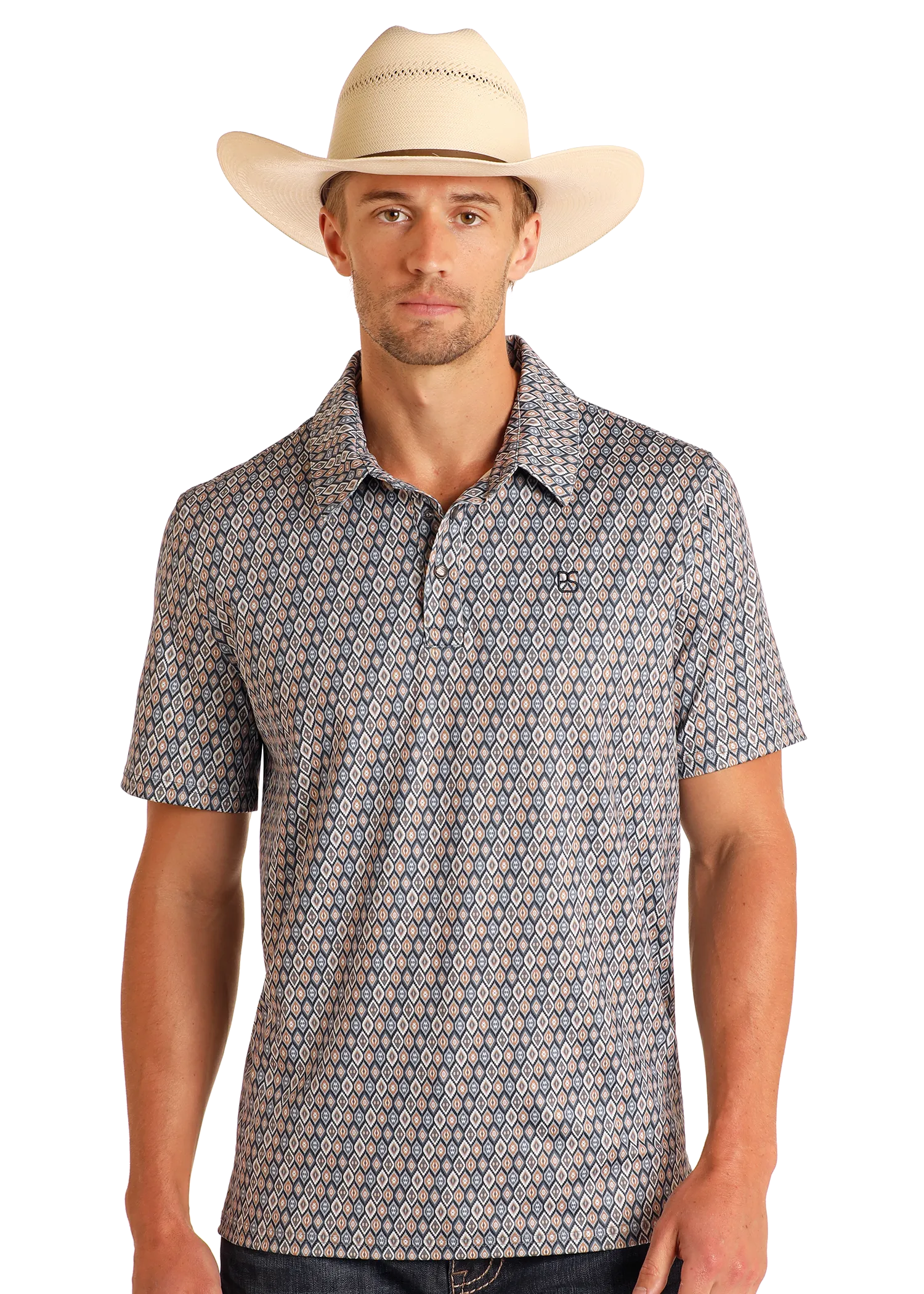 Diamond Geo Print Performance Polo