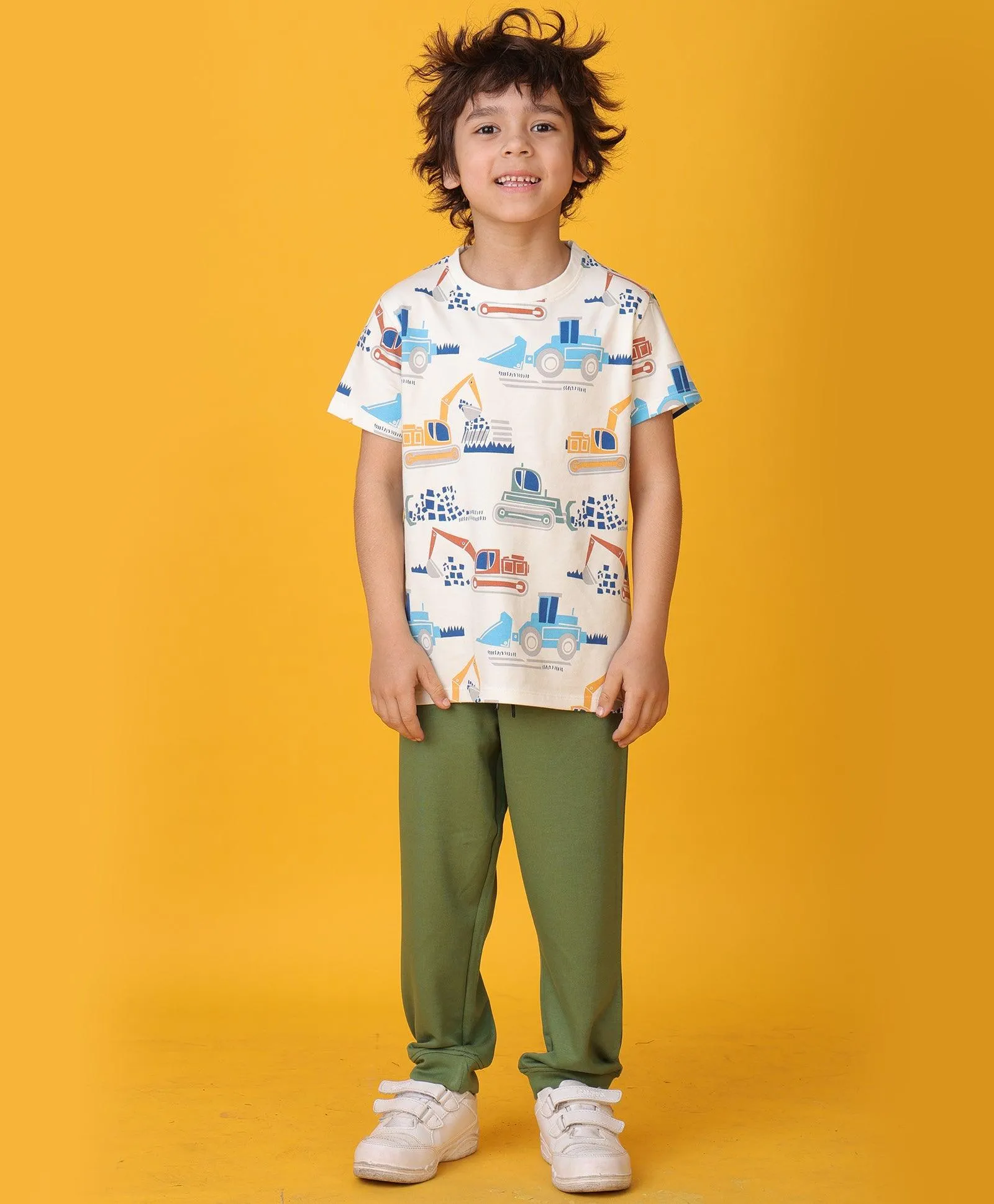 DIGGER OLIVE SUMMER JOGGER SET - WHITE/OLIVE