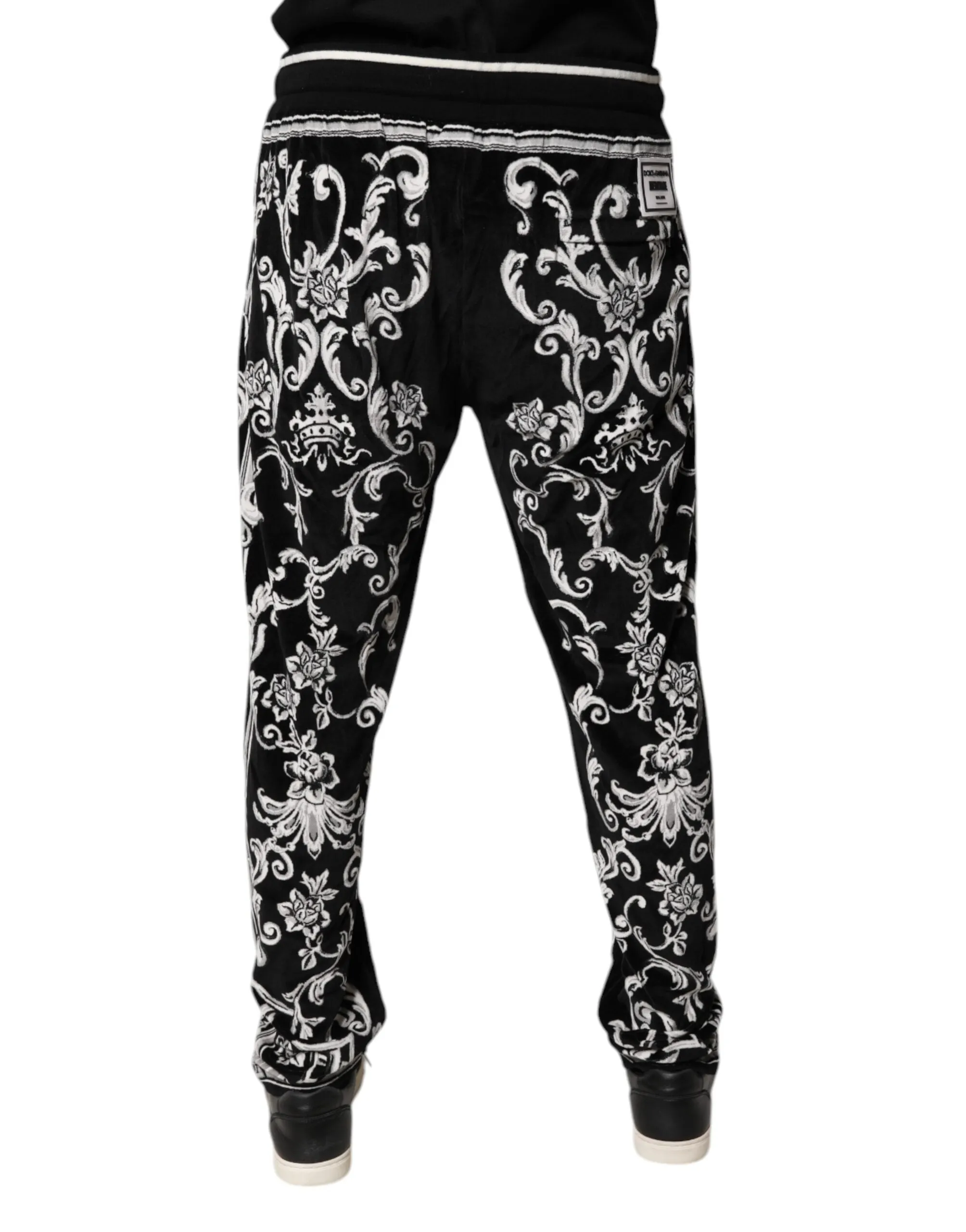 Dolce & Gabbana Black Bandana Cotton Jogger Pants