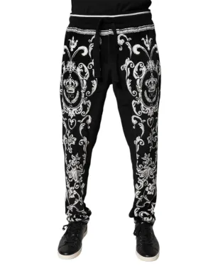 Dolce & Gabbana Black Bandana Cotton Jogger Pants