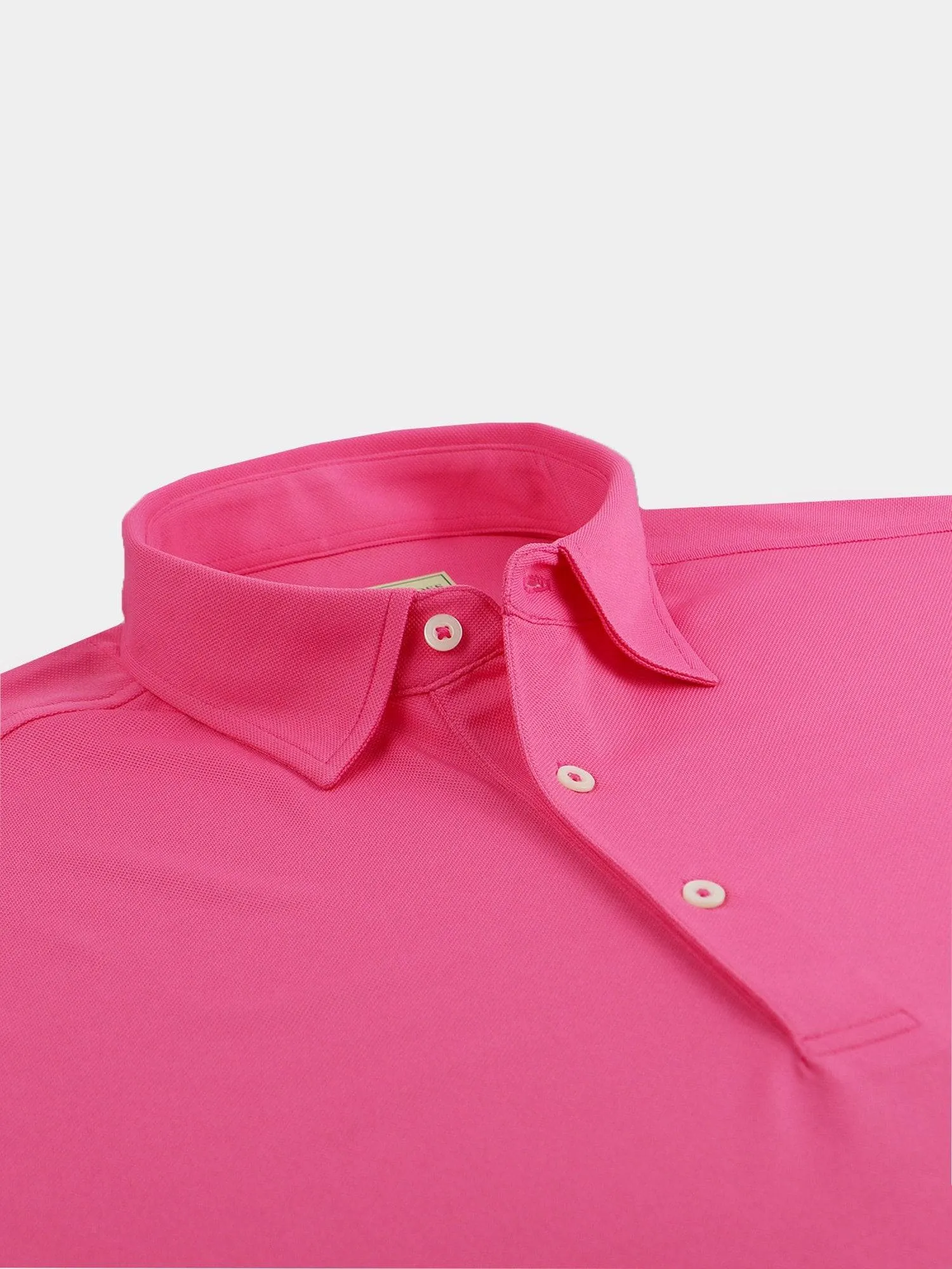 Donald Ross Mens Classic Fit Solid Pique Self Collar Performance Polo - PINK BERRY