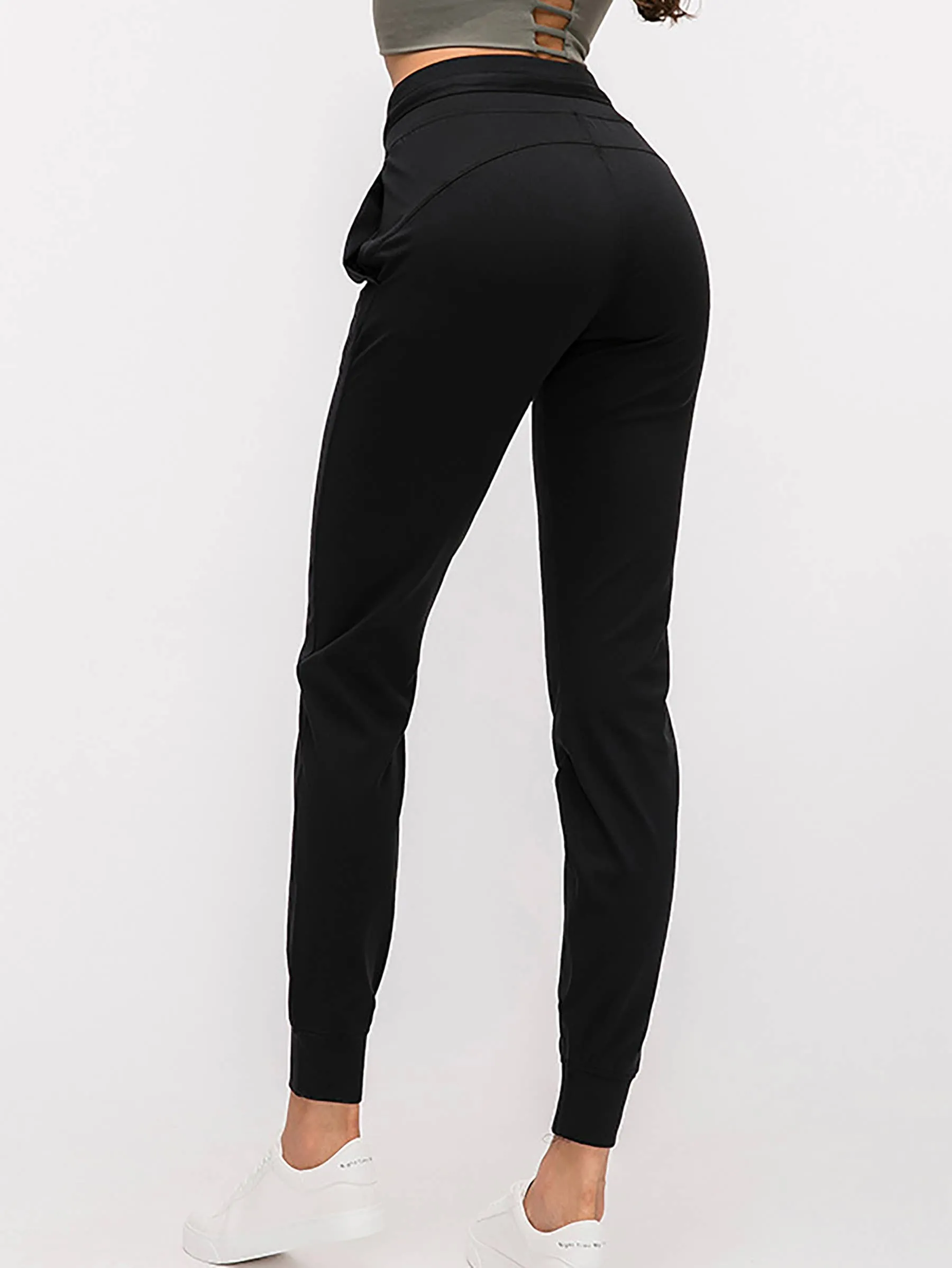 Drawstring Quick Dry Elastic Running Fitness Pants: XL（12） / Black