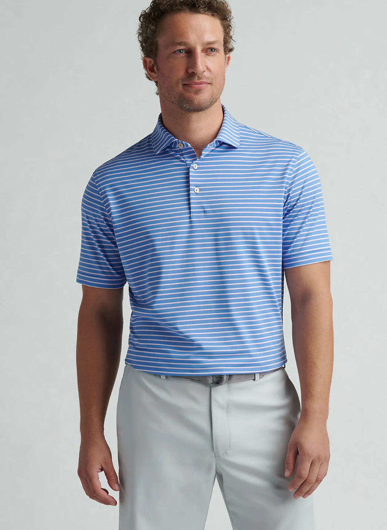 DUNNES PERFORMANCE JERSEY POLO - BLUE SEA