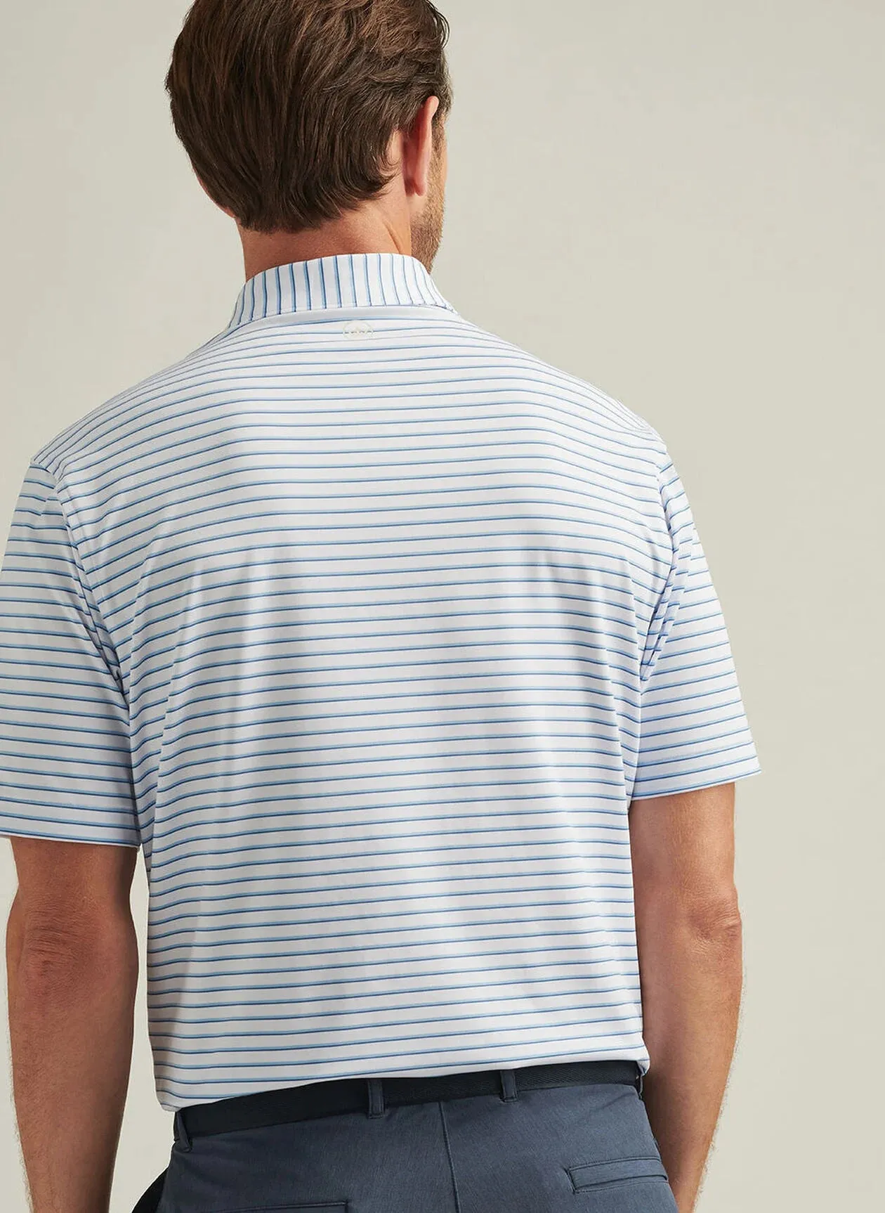 Dunnes Performance Jersey Polo by Peter Millar - White w/ Cottage Blue