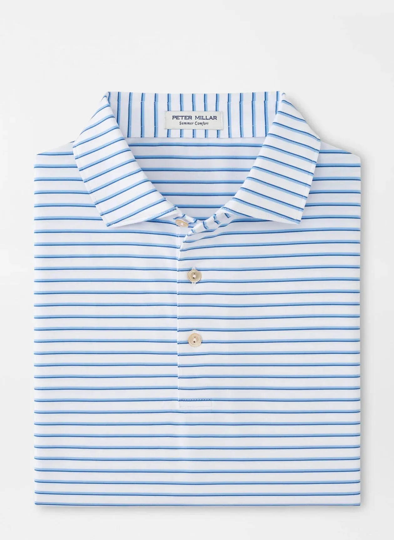 Dunnes Performance Jersey Polo by Peter Millar - White w/ Cottage Blue