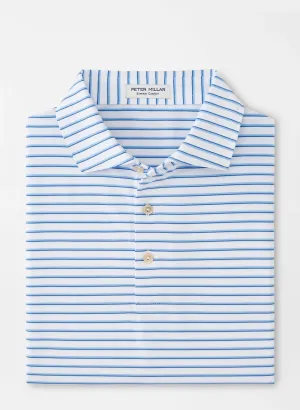 Dunnes Performance Jersey Polo by Peter Millar - White w/ Cottage Blue